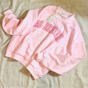 Pink and white floral graphic sweatshirt